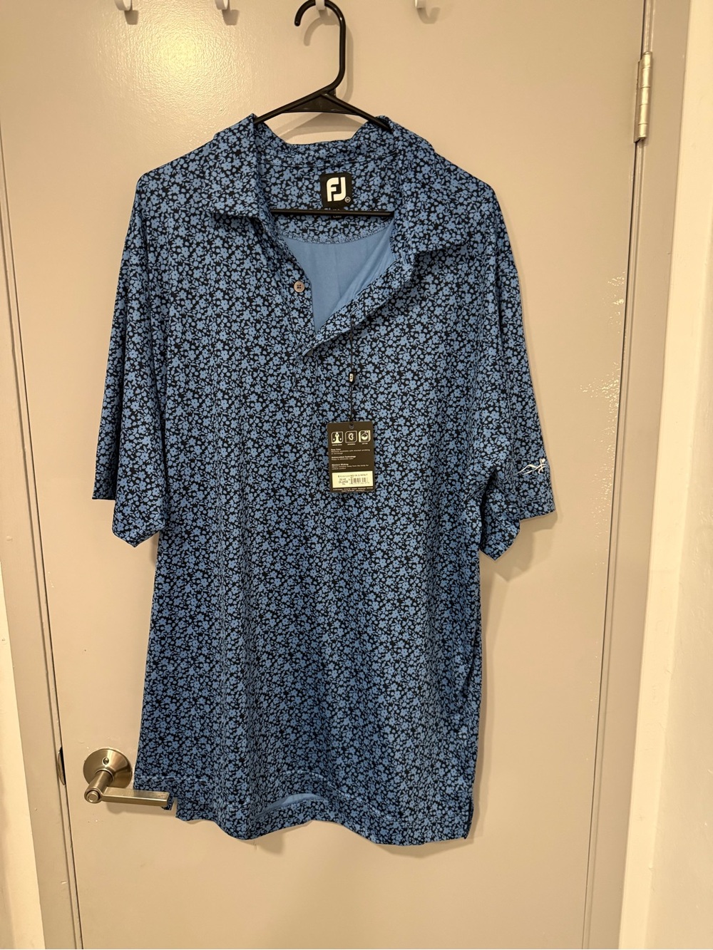 FootJoy Blue Floral Short Sleeve Polo Shirt